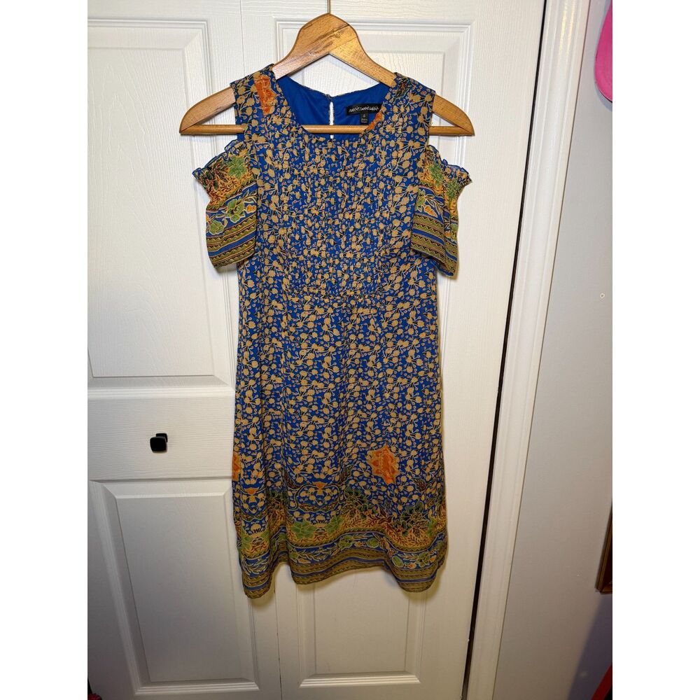 Rabbit Rabbit Rabbit? Blue Floral Cold Shoulder Dress Size 4 Boho Mini